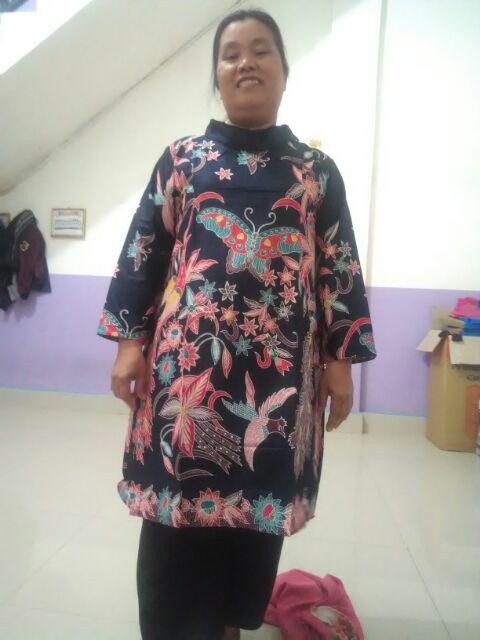 Tunik Batik Cibulan Kupu Merak Tunic Batik Cewek Seragam Batik Kerja Muslim Wanita Warna Solo Katun