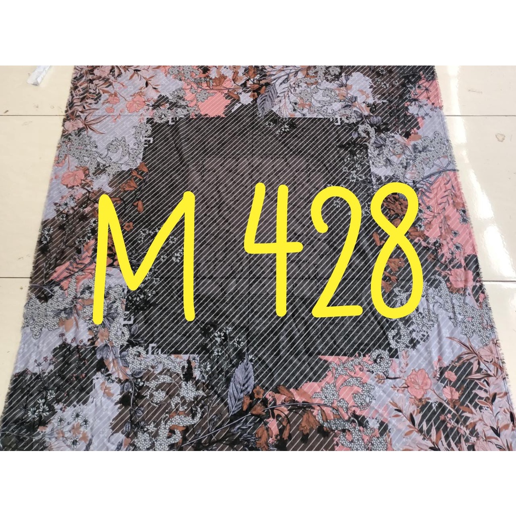 BEST SELLER !!  Grosir Hijab,,Jilbab Segiempat Motif Terbaru, Voal Square LasserCut Premium Printing-M 428 HITAM