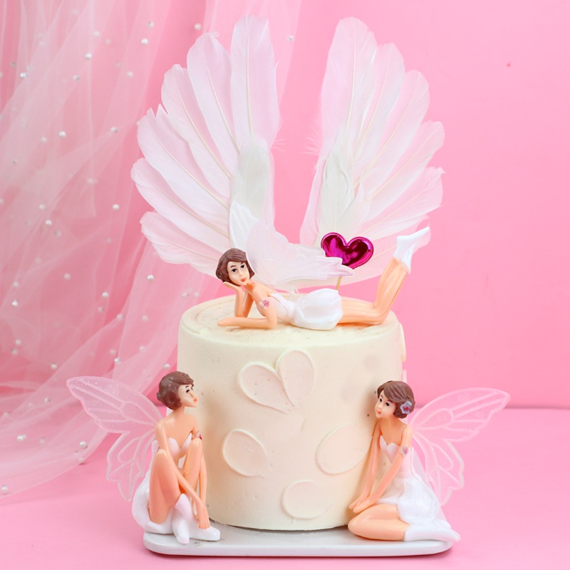 CAKE TOPPER BENTUK 3 PERI BERSAYAP Hiasan kue ulang tahun peri Aksesoris kue ulang tahun