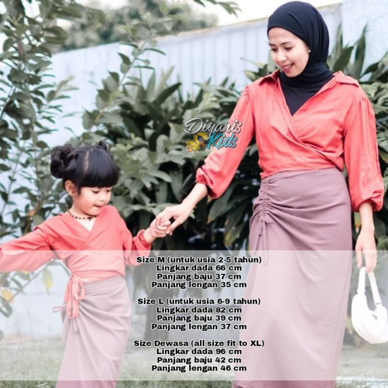 KAIRA crop wrap blouse couple ibu dan anak/baju kemeja outer atasan blouse ibu dan anak