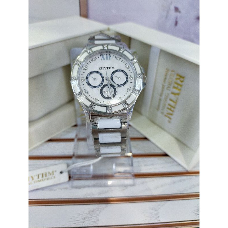 ( ORIGINAL ) Rhythm F1201T Jam Tangan Keramik/ F 1201 T