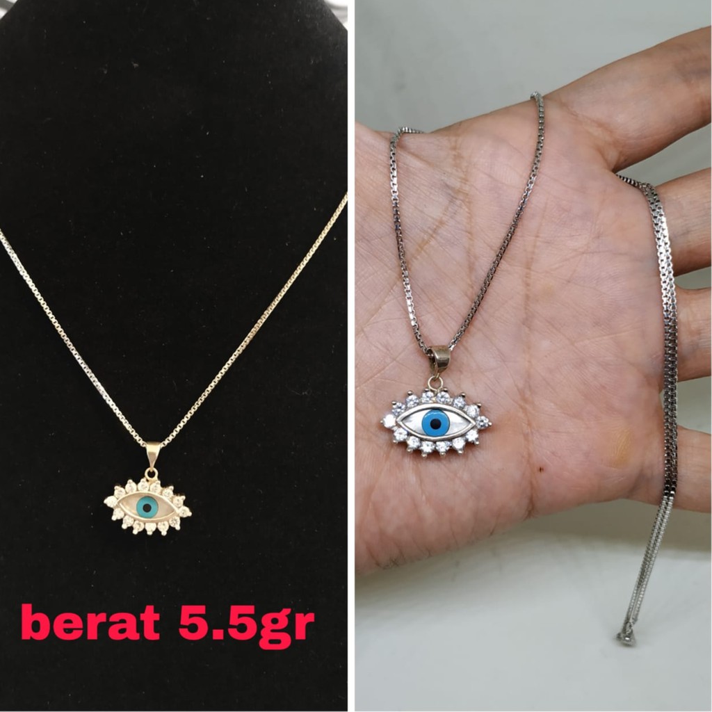 KALUNG LIONTIN MATA PERAK ASLI LAPIS EMAS PUTIH SILVER 925 CC142