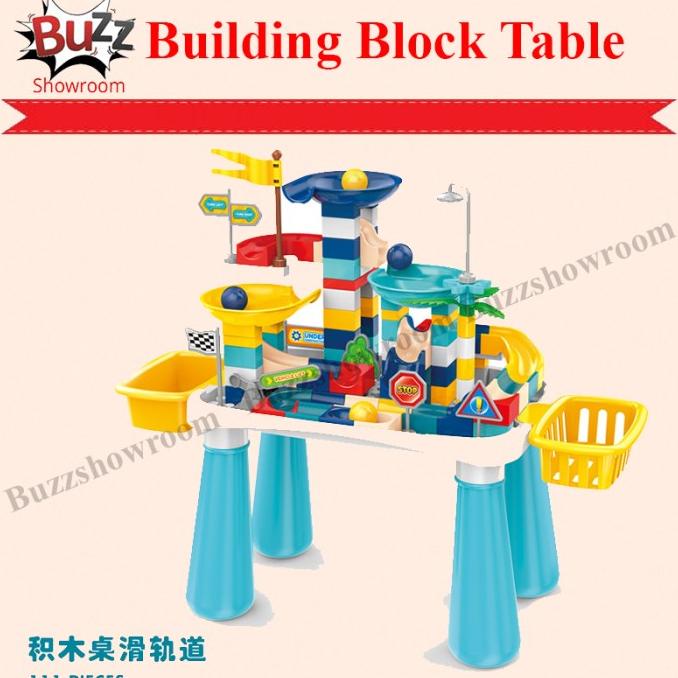 

Building Toy Block Table Meja Belajar Lego Main Anak Slide Ball