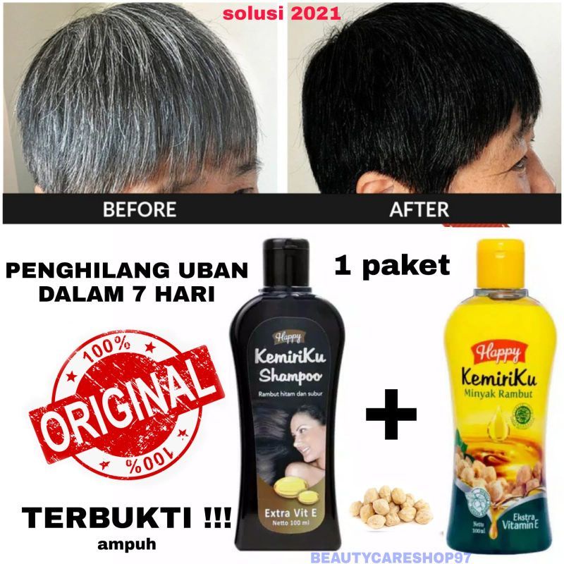 Shampo Happy Kemiriku Asli Asli Kemiri Penghilang Uban Ampuh Plus Minyak Rambut Kemiriku Original