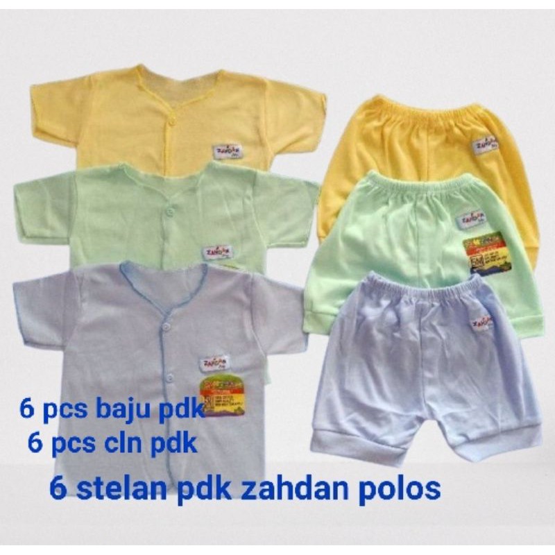 stelan pdk newbon zahdan polos isi (6 cln pdk dan 6 baju pdk)