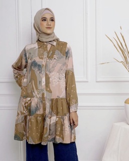 Elina Tunik  plisket flower  baju  atasan wanita fit to xl 