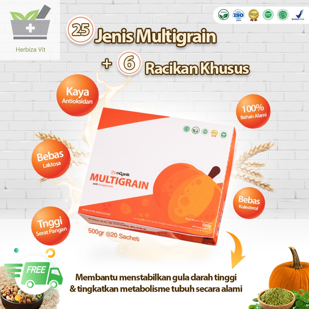 

[ORIGINAL] mGanik Multigrain 1 Box isi 20 Sachet - Obat Diabetes dan Kolesterol