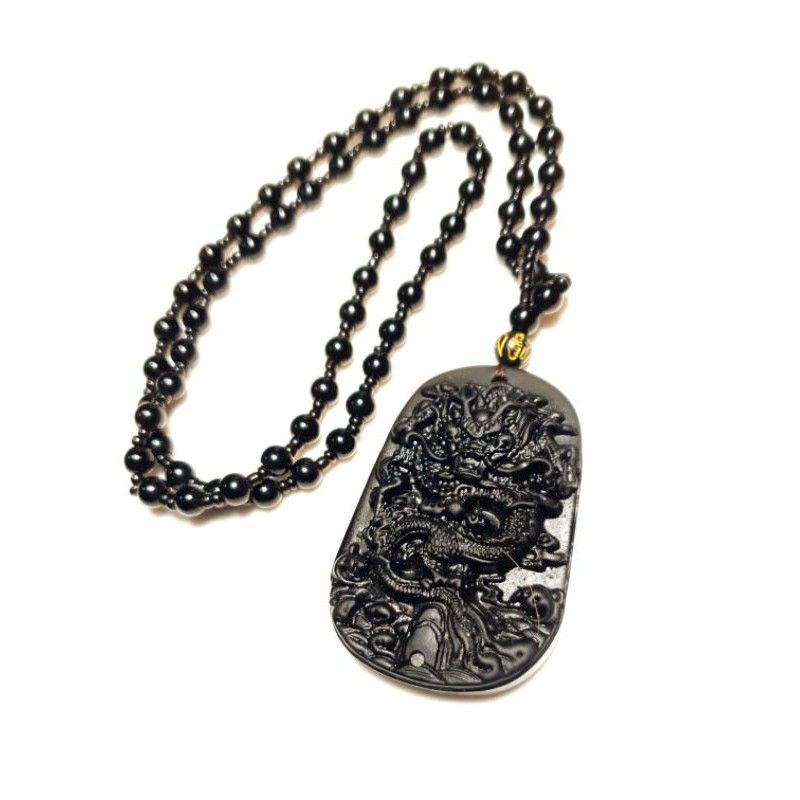 (BISA COD✅)KALUNG LIONTIN GIOK HITAM / KALUNG BLACK NAGA DRAGON TERMURAH