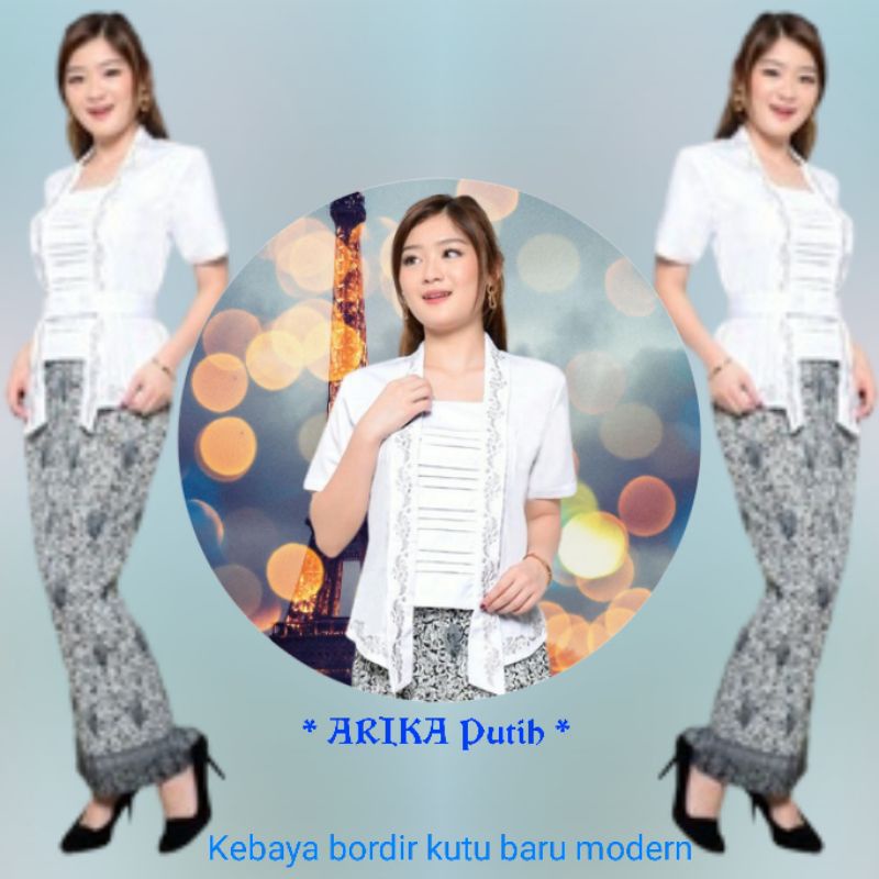 KEBAYA ATASAN ENCIM PUTIH MODERN BORDIR KUTU BARU