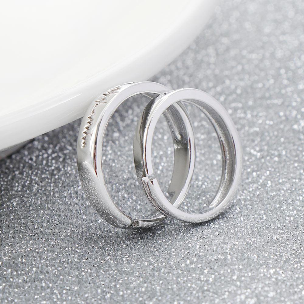 R-flower 1pasang Cincin Pasangan Hadiah Romantis Untuk Pacar Wanita Kristal Berbentuk Hati