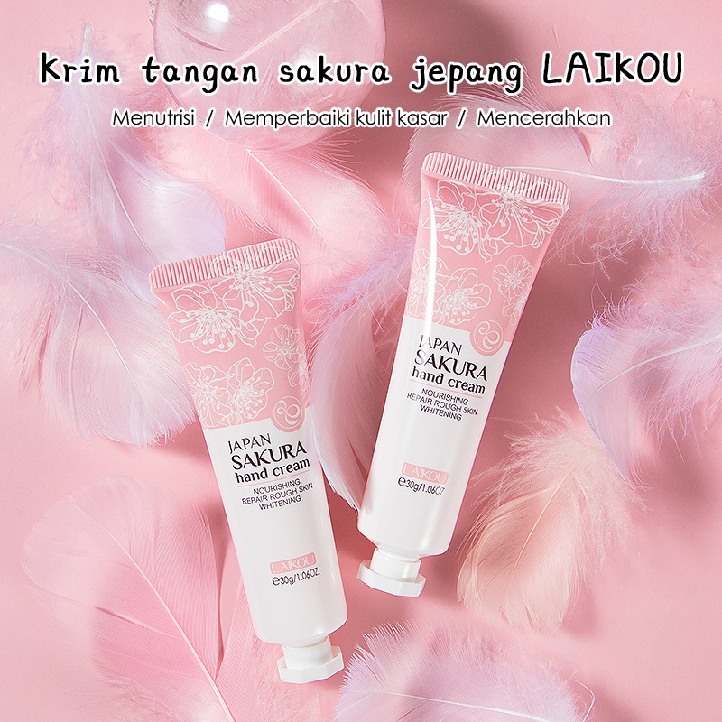 LAIKOU Sakura Krim Tangan Menghidrasi Melembutkan Kerutan Menghaluskan Kulit 30g