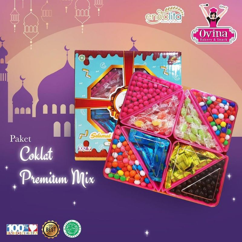 

OVINA COKELAT PREMIUM MIX JAJAN LEBARAN KUE KERING PARCHEL LEBARAN