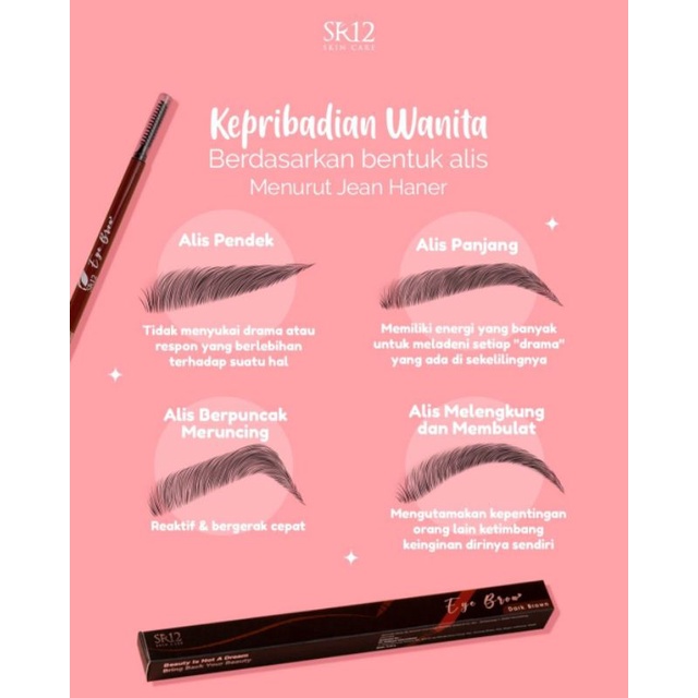 Pensil Alis Perfect Eye Brow &amp; Eye Liner SR12 | Eye Brow 2in1 | Eye Brow Waterproof | Pensil Alis SR12 | Pensil Alis 2in1 | Mempercantik Alis | Kuas Pencil Alis Coklat Bpom Mudah Diaplikasikan | Kosmetik Mata