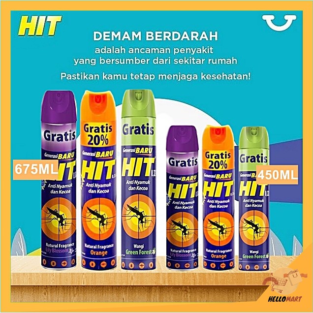 ORIGINAL HIT Aerosol Spray 600+75ml &amp; 415+35ml / HIT Spray Anti Nyamuk / HELLOMARTID