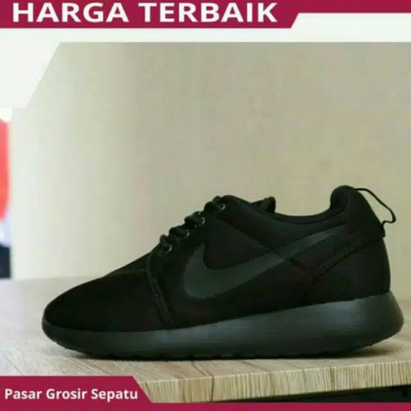 Sepatu Sekolah Nike Rosherun All Full Black Hitam Untuk Anak Pria Wanita