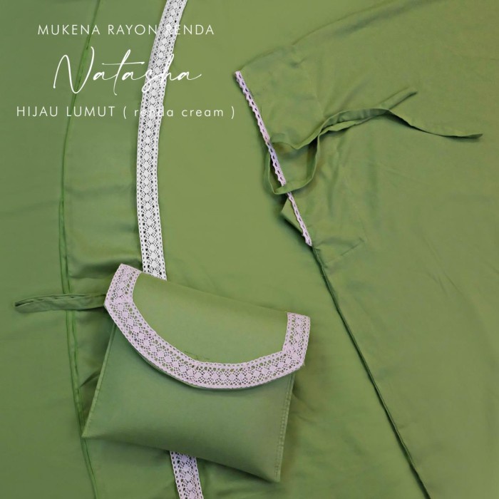 (PROMO) MUKENA DEWASA RAYON RENDA NATASHA - HijauLumutKream