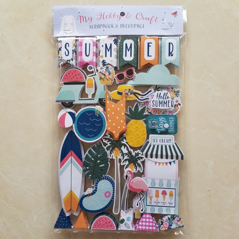 

Sticker Stiker Aesthetic Deco Anak 3D SCRAPBOOK "Hello Summer