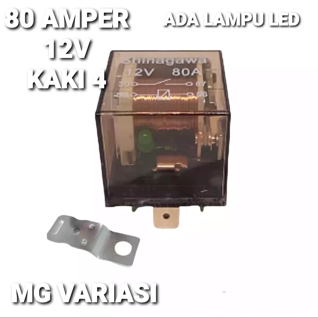 RELAY MOTOR LAMPU KLAKSON DLL KAKI 4 80A 12 VOLT BENING INDIKATOR LED - RELAY KLAKSON TRANSPARAN KAKI 4