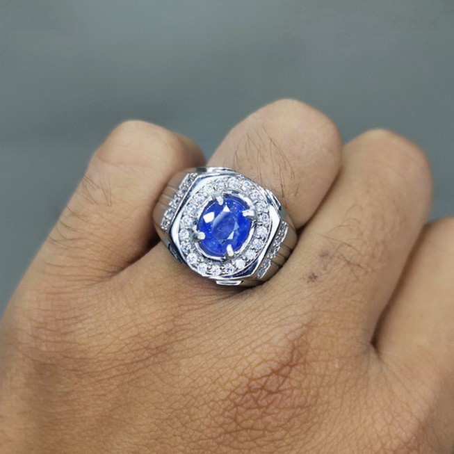 Cincin Batu Akik Blue Safir asli Ceylon