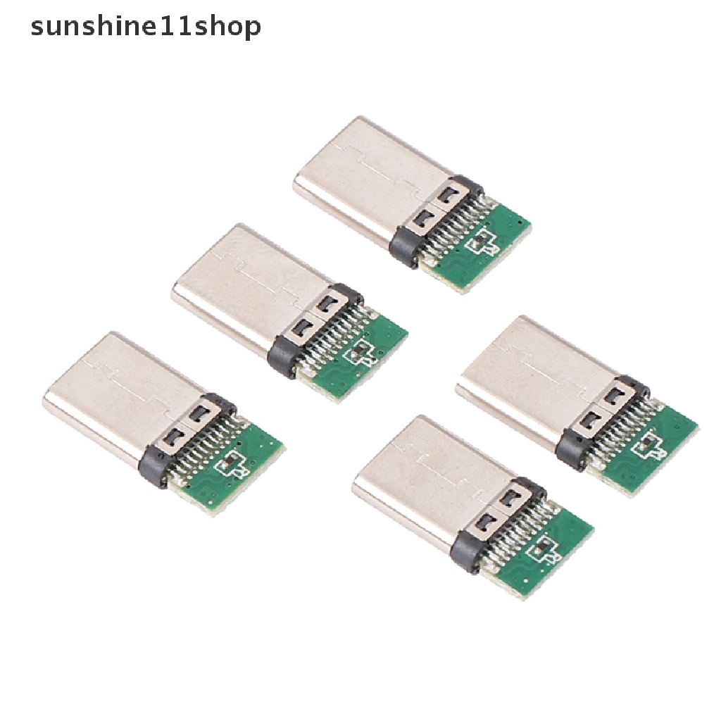 (SHO) 5pcs Soket Konektor Plug USB 3.1 Tipe C Male DIY Untuk PC Board