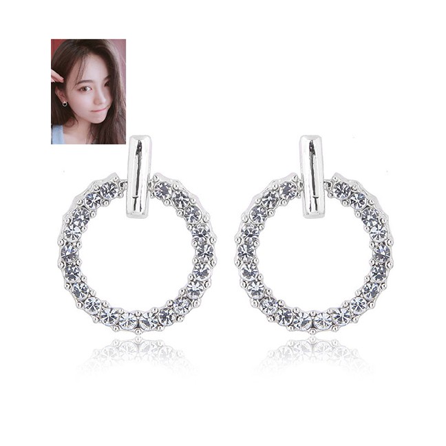 LRC Anting Tusuk Sweet Color Full Diamond Design Circular Ring Earrings A568XX