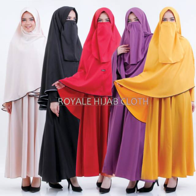 Gamis + Khimar Madinah Syari Ori Royale Hijab Longdress Maxi Mat Moscrepe