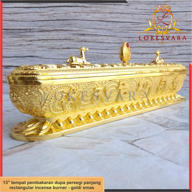 Tempat Pembakaran Dupa/ Hiolo Persegi Panjang/ Rectangular 13inch Gold