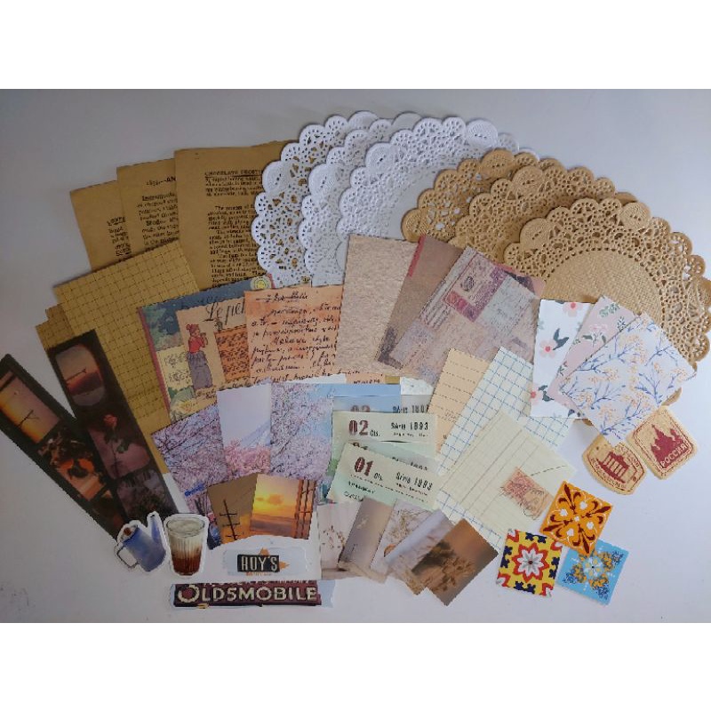

55 pcs Journal Kit Retro Vintage. Buku Journal Bujo Scrapbook