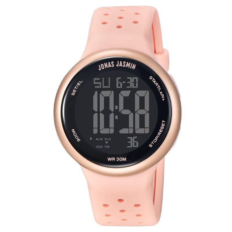 JAM TANGAN WANITA CEWEKJONAS JASMIN J5312 DIGITAL ORIGINAL TAHAN AIR TALI RUBBER WARNA
