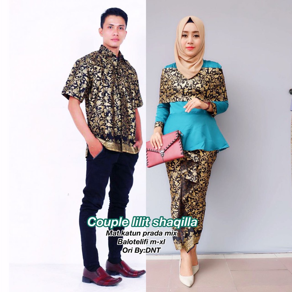 Sarimbit Batik Elegant Couple Lilit Shaqilaa Kemben - Warna Merah, Tosca, Late, Biru, Kuning  M L XL