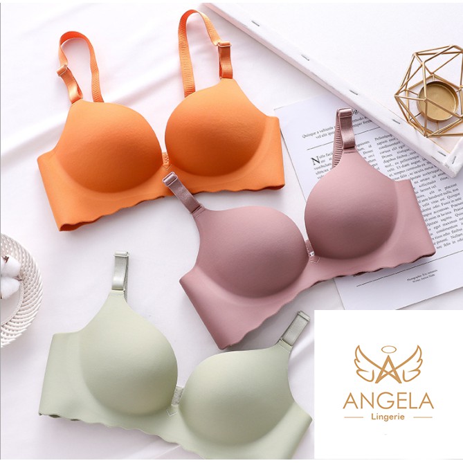 [ COD ] ANGELA Premium JAPAN Quality Seamless Sport Push Up Bra Set Celana Dalam Wanita Tanpa Kawat