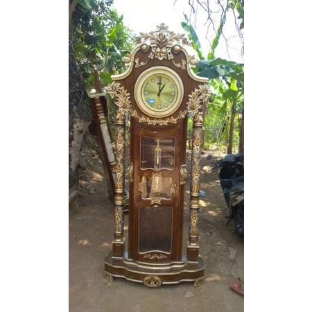 jam gadang jati mawar oyot lemari jam kombinasi emas