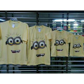  Baju  kaos  keluarga couple  family motif minion  mata 