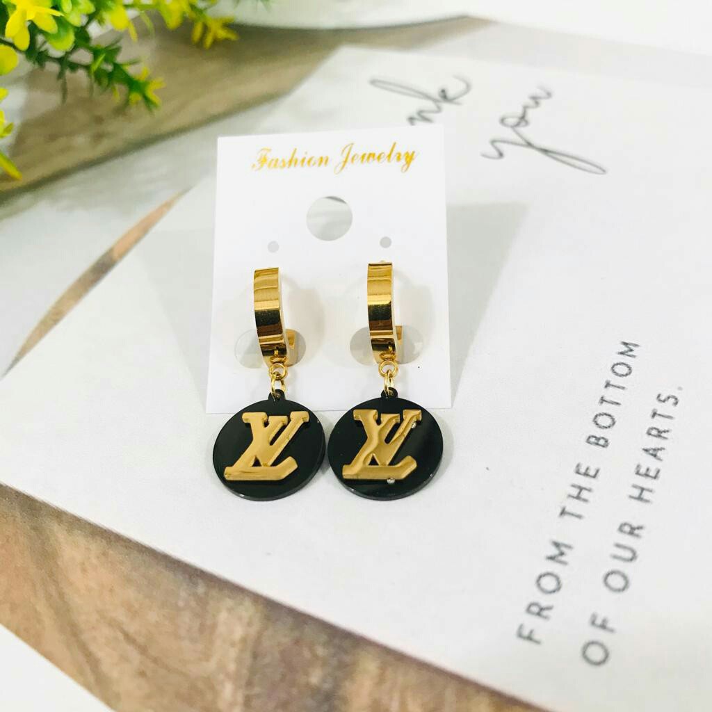 GG Anting Jepit Titanium Lapis Emas18k#AT-L*V