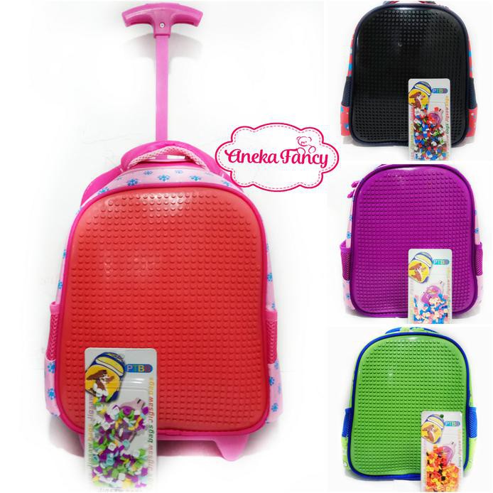 Tas Lego Troli Tas Sekolah Anak Tk Tas Import Bermain Lego - Fuchsia
