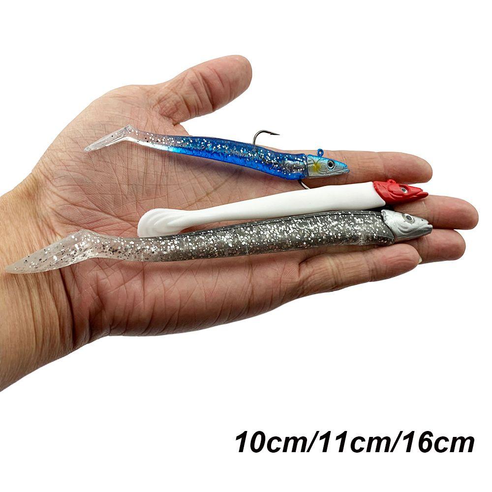 Top Fish Belut Lure Silikon Tahan Lama Luminous Lead Jig Head