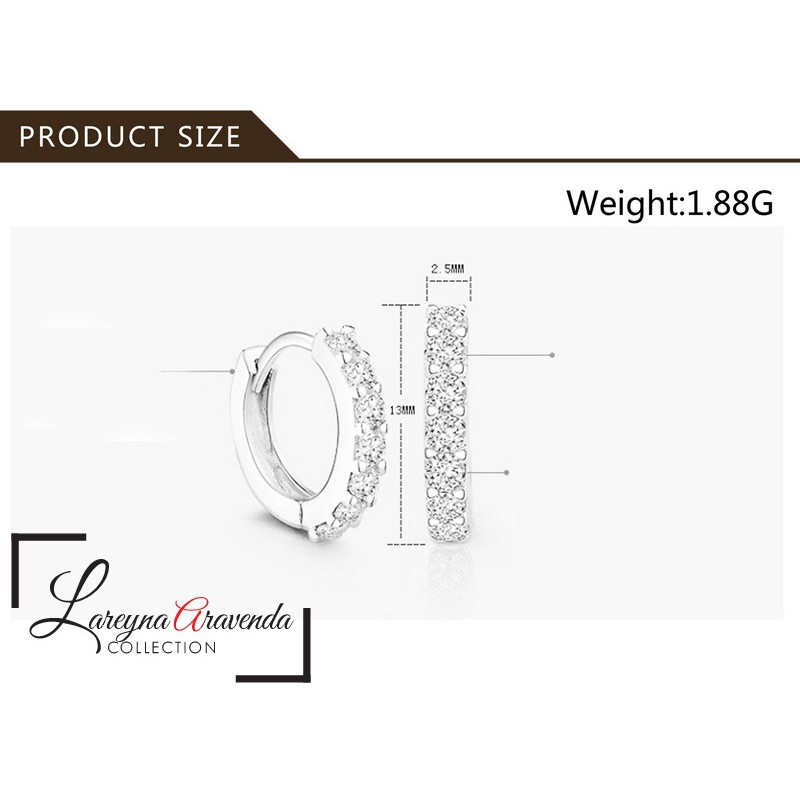 Lareyna Aravenda Anting Wanita S925 Simple Kristal Crystal Klasik Retro AT051