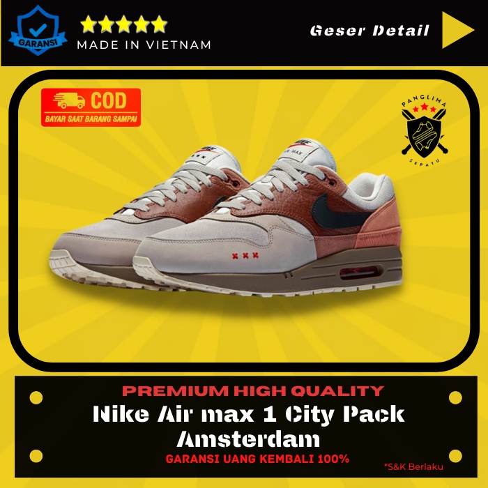 Sepatu Sneakers Pria Nike Air Max Airmax 1 One City Pack Amsterdam Premium Original