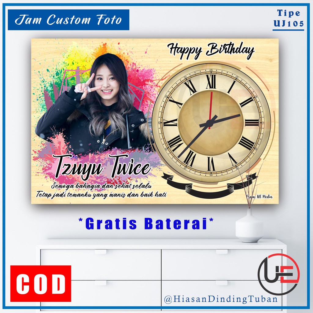 KADO PERNIKAHAN UNIK JAM DINDING CUSTOM FOTO KAYU MURAH / HADIAH ULANG TAHUN UNIK JAM DINDING FOTO