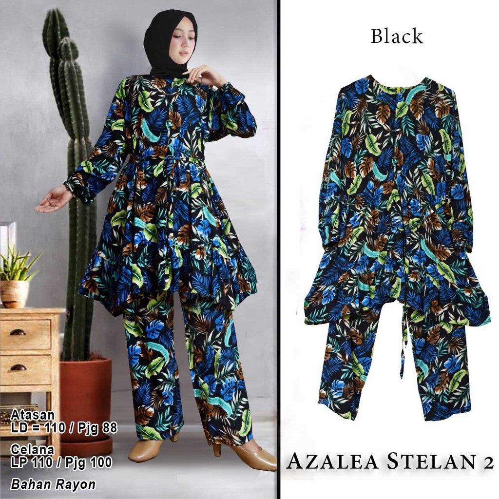 Arnis Stelan Azalea 2 Bahan Katun Rayon Daun Busui Friendly