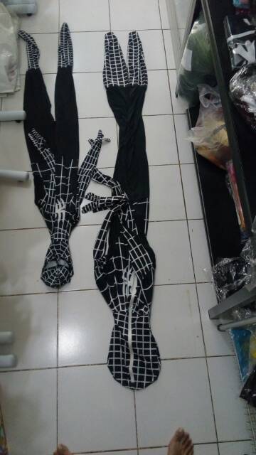 halloween costume spiderman dewasa L black spiderman kostum superhero