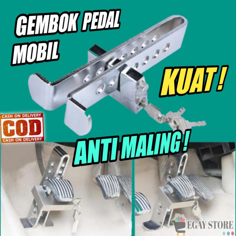 GEMBOK PEDAL MOBIL KUNCI PENGAMAN GAS REM KOPLING ANTI MALING BAHAN BESI BAJA KUAT SAFETY CAR UNIVERSAL