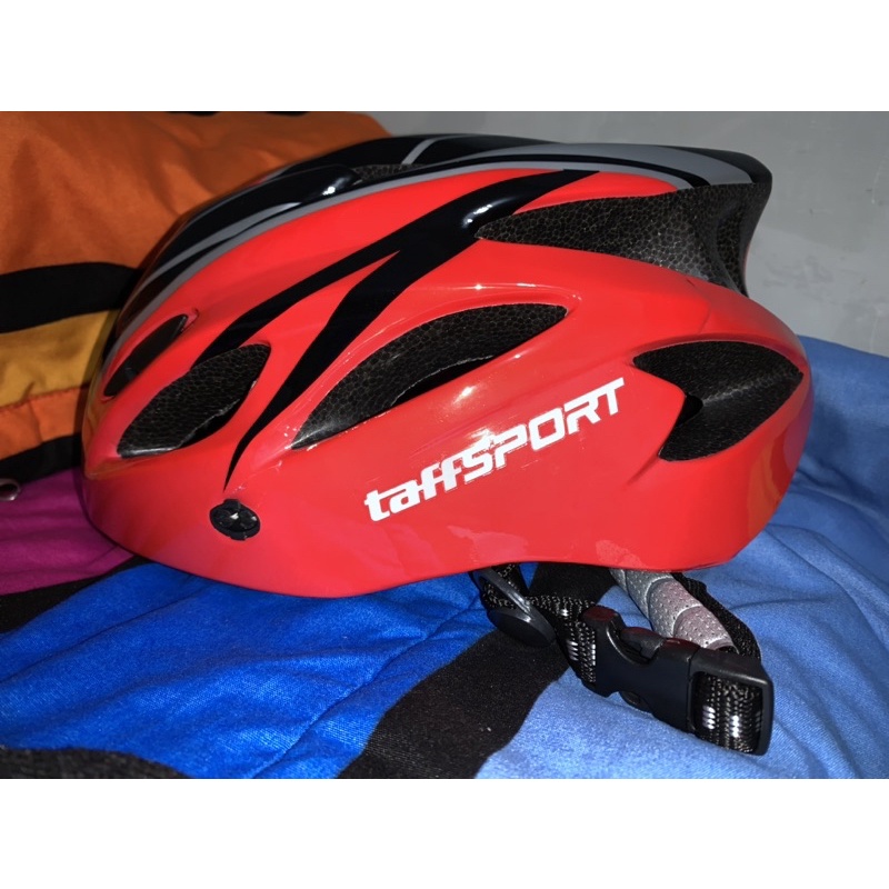 (COD) Paket Bersepeda Mantap Helm Sepeda MTB roadbike original taffsport dewasa unisex allsize + aksesoris/accessories sepeda lainnya _ merah &amp; carbon terbaru termurah terlengkap