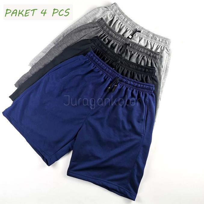 Dapat 4 Pcs - Celana Pendek Pria Wanita Santai Polos Kaos Baby Terry