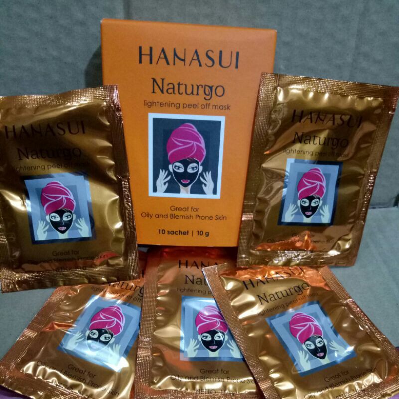 Hanasui Naturgo masker lightening peel off mask BOX  isi 10 sachet