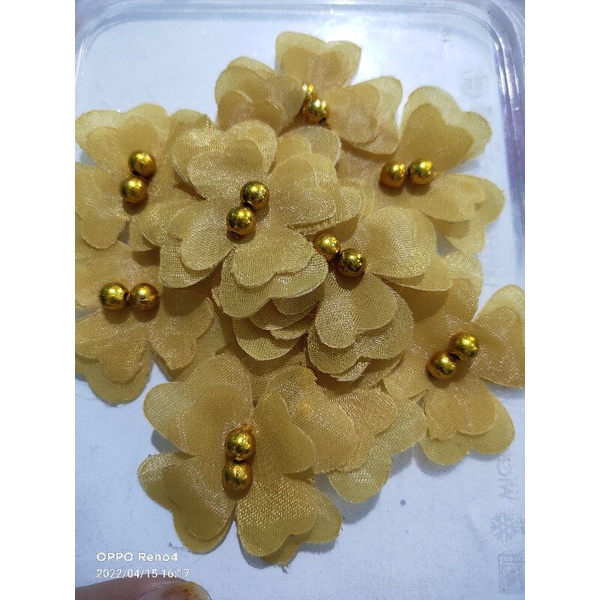Aplikasi bunga 3D jahit organza organdi
