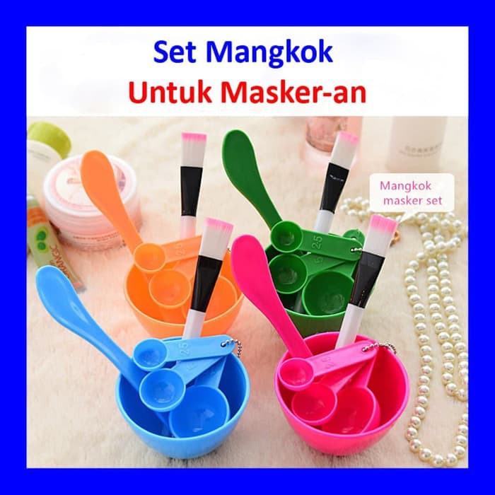 Mangkok Masker Peracik Wajah DIY 4 in1 Bowl Tool tempat kuas kosmetik Skin care Perawatan kecantikan