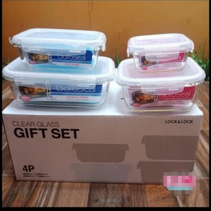lock n lock clear glass gift set 4p oven glass container set