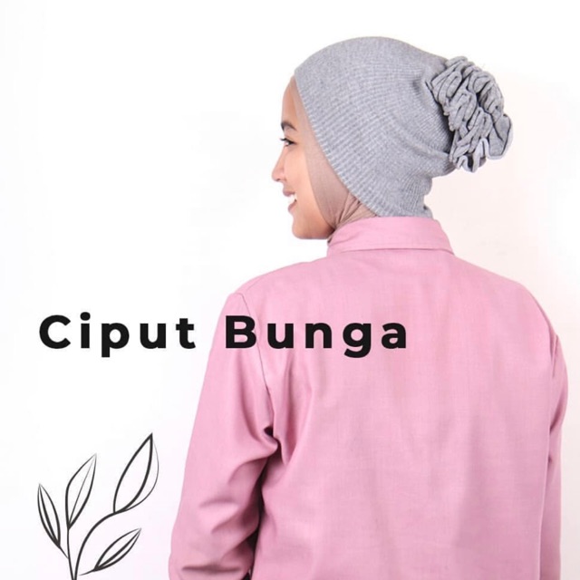 Ciput Inner Rajut Full Head Cepol Bunga, Dalaman Hijab Rajut Cepol Bunga Anti Pusing Premium