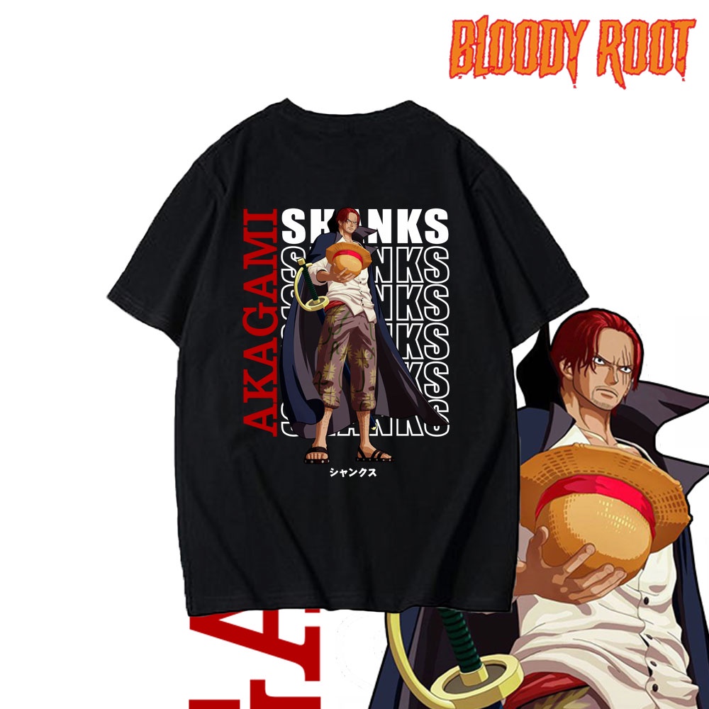 Kaos One Piece Akagami No SHANKS / Hitam / Baju One Piece Film RED Shanks / T-shirt Manga